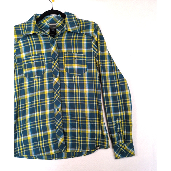 The North Face Women’s Button Up Plaid Shirt Green Blue Gorpcore Size M - Picture 2 of 8